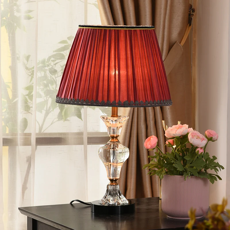 1-koppige woonkamer tafellamp modernistische rood/blauwe leeslamp met conische stoffen kap Clearhalo