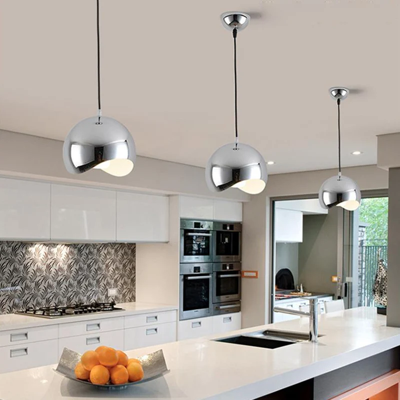 1-kops keukenhanglamp met golfvormen koepel metalen kap moderne zwart/chroom hanglamp, 8"/12" W Clearhalo
