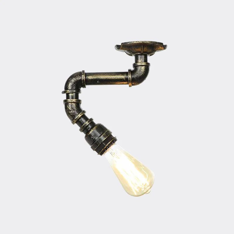 1-kops semi-gemonteerde verlichting antieke zichtbare lamp metalen verzonken plafondlamp brons Clearhalo
