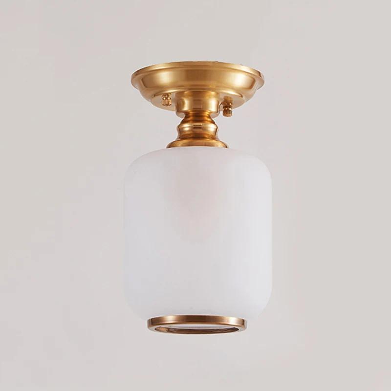 1-kops semi-gemonteerde verlichting Vintage gang-inbouwlamparmatuur met lantaarnopaalglazen kap messing Clearhalo