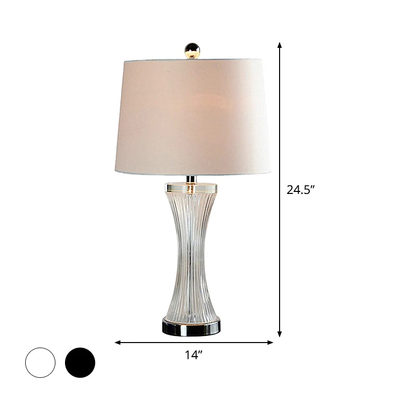 1-kops woonkamer tafellamp Simplicity wit/zwart bureaulamp met tonvormige stoffen kap Clearhalo