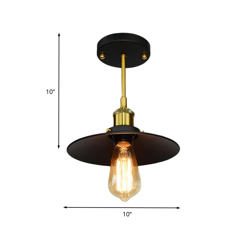 1-lamp uitlopende semi-inbouwlamp, vintage zwarte afwerking, metalen inbouwplafondlamp Clearhalo