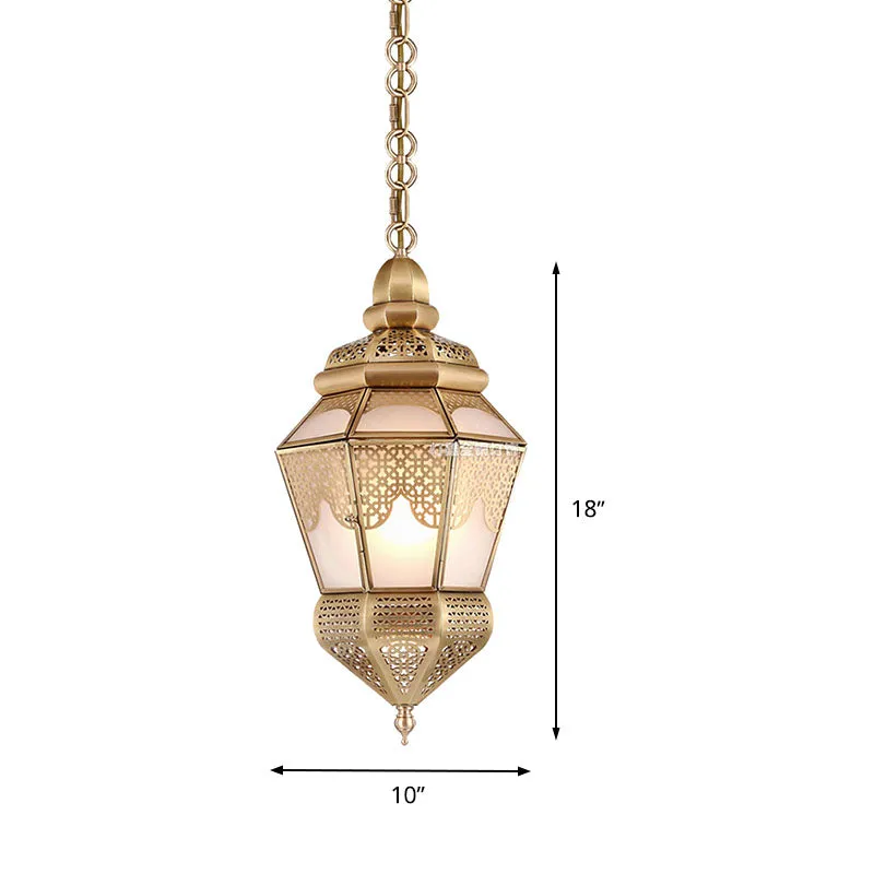 1-lamps metalen hanglamp armatuur Bohemen stijl messing lantaarn woonkamer plafond hanglamp Clearhalo