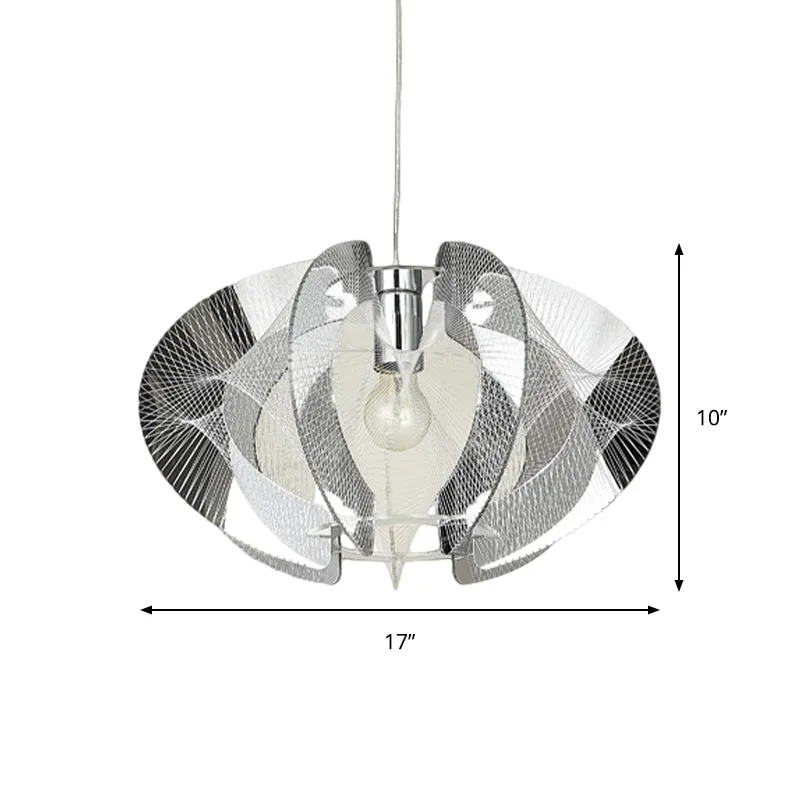 1-lamps restaurant hanglamp moderne chroom hanglamp met gebogen acryl kap Clearhalo