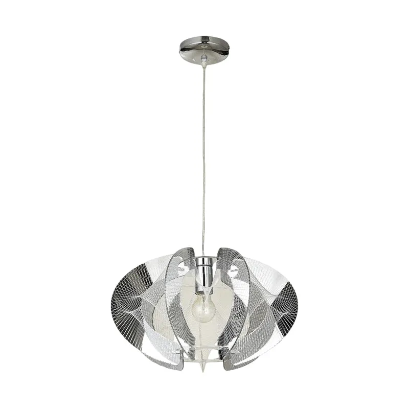 1-lamps restaurant hanglamp moderne chroom hanglamp met gebogen acryl kap Clearhalo