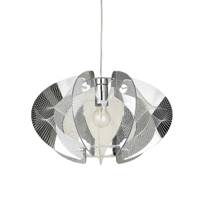 1-lamps restaurant hanglamp moderne chroom hanglamp met gebogen acryl kap Clearhalo