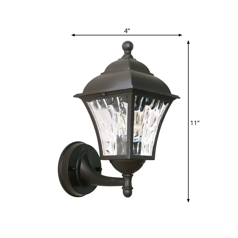 1-lamps wandverlichtingsarmatuur Cottage Yard Sconce Light met lantaarn helder glazen kap met kuiltjes donkere koffie Clea...