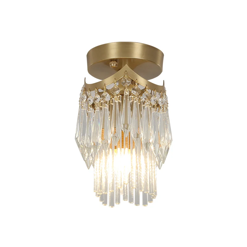 1-lamps Wave semi-gemonteerde verlichting moderne messing afwerking kristallen druppelinbouwplafondlamparmatuur Clearhalo