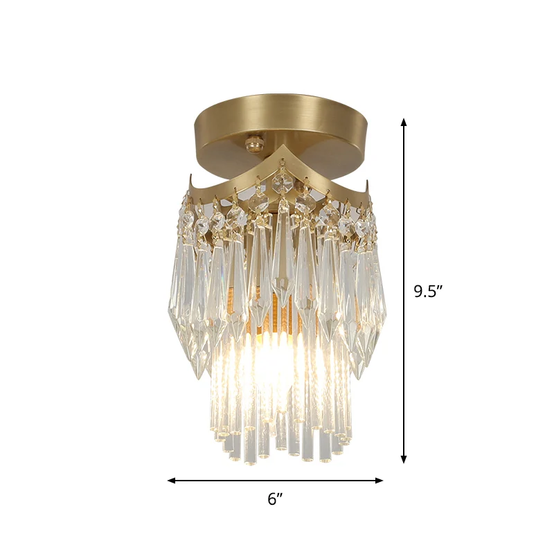 1-lamps Wave semi-gemonteerde verlichting moderne messing afwerking kristallen druppelinbouwplafondlamparmatuur Clearhalo