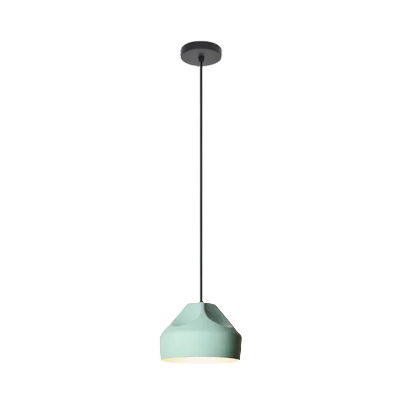 1-lichts bakkerij plafondhanger Macaron zwart/geel/groen hanglampset met langwerpige/kom aluminium kap Clearhalo