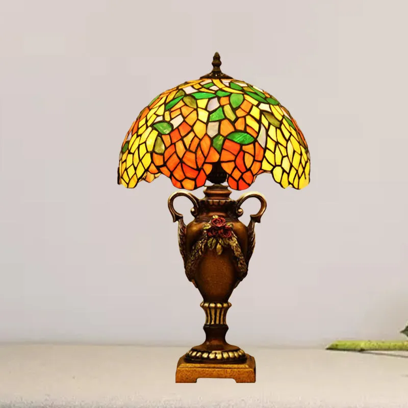 1-lichts bureaulamp barok blauweregen glas--lood nachtkastje verlichting brons met trofeevoet Clearhalo