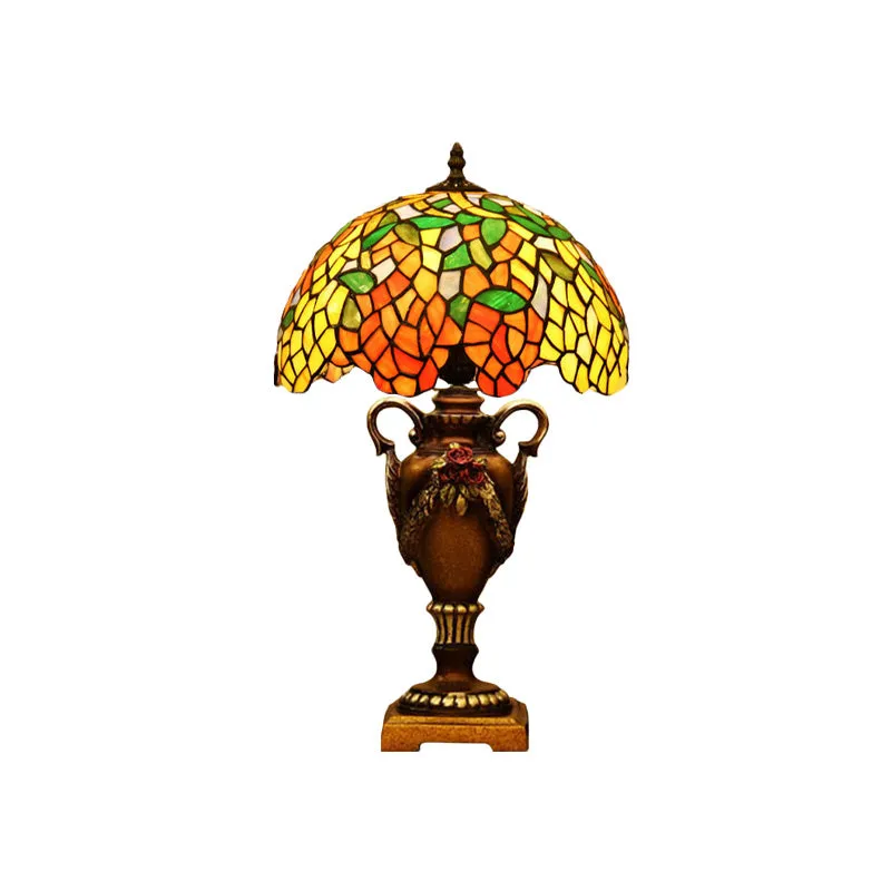 1-lichts bureaulamp barok blauweregen glas--lood nachtkastje verlichting brons met trofeevoet Clearhalo