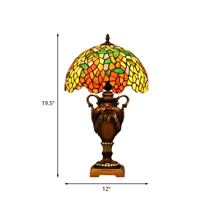 1-lichts bureaulamp barok blauweregen glas--lood nachtkastje verlichting brons met trofeevoet Clearhalo