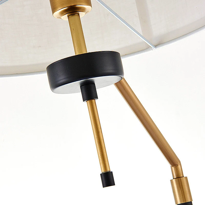 1-lichts bureaulamp Traditionele trommelstof-leeslamp messing voor slaapkamer met voet Clearhalo