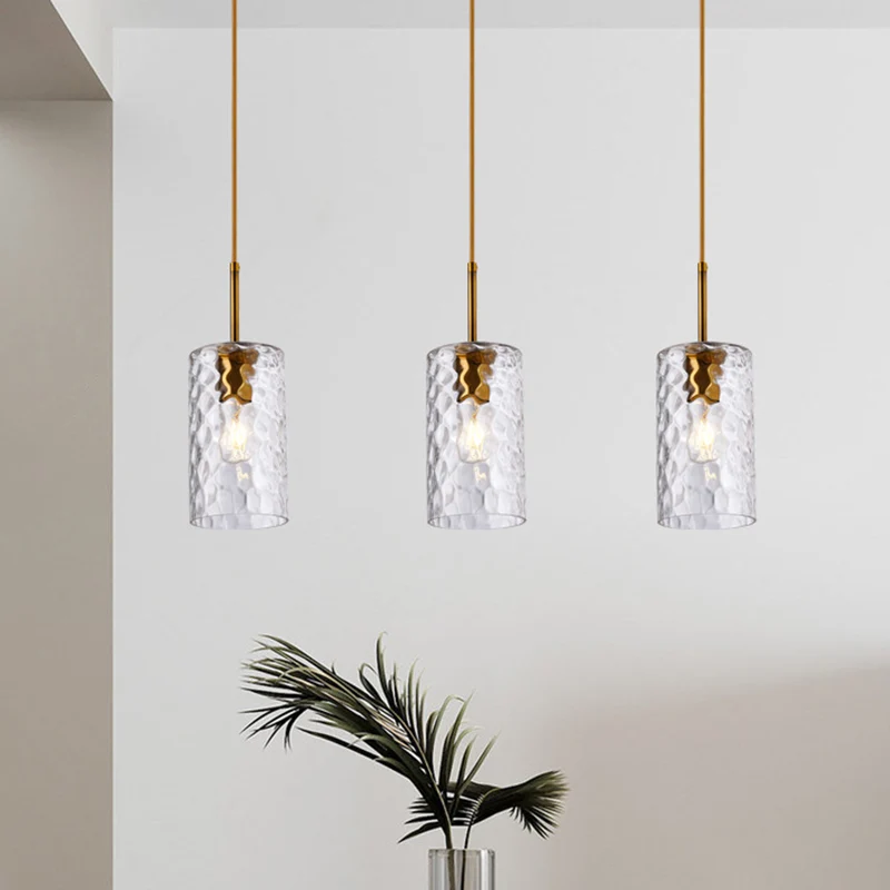 1-lichts cilinder hanglamp moderne minimalistische rimpelglas hanglamp voor eetkamer Clearhalo