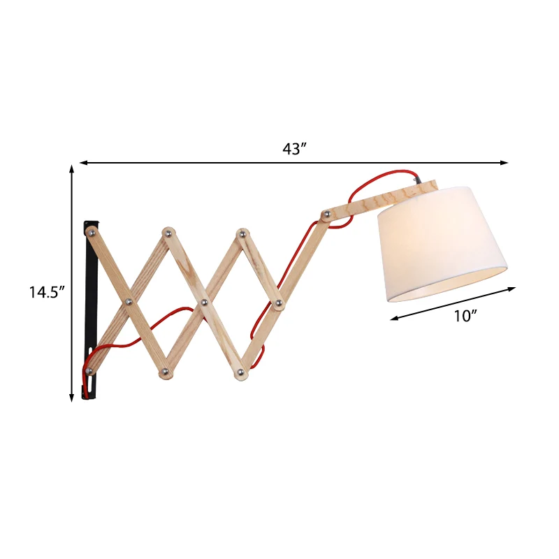 1-lichts cilinder stof schaduwrijke wandlamp witte woonkamer schanslamp met uitschuifbare arm Clearhalo