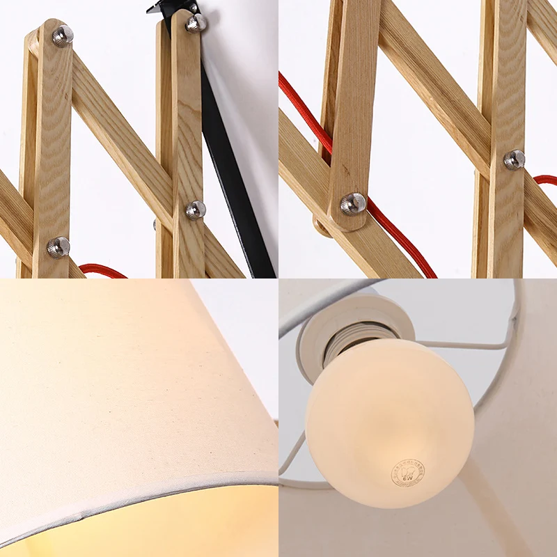 1-lichts cilinder stof schaduwrijke wandlamp witte woonkamer schanslamp met uitschuifbare arm Clearhalo