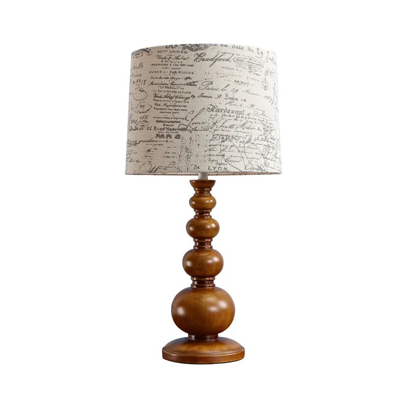 1-lichts cilindertafellamp met kalebasbasis Moderne stoffen bureaulamp beige voor studeerkamer Clearhalo