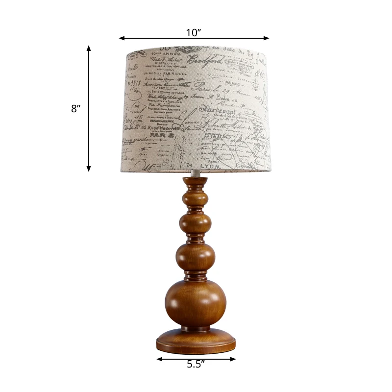 1-lichts cilindertafellamp met kalebasbasis Moderne stoffen bureaulamp beige voor studeerkamer Clearhalo