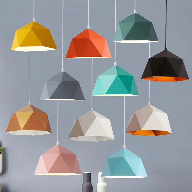 1-lichts diamanten hanglamp Scandinavische Macarons-stijl metalen eetkamer hanglamp Clearhalo