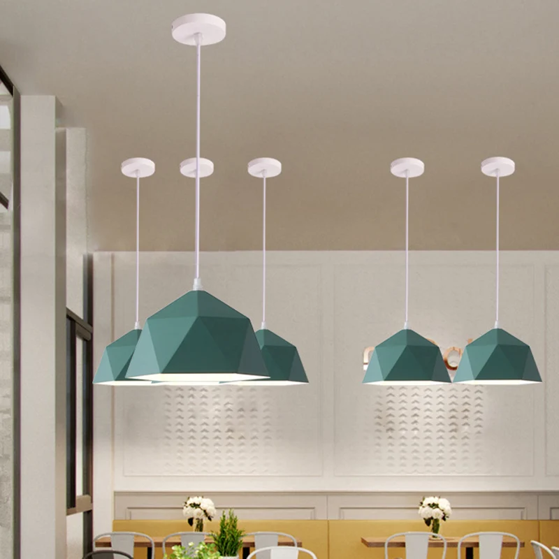 1-lichts diamanten hanglamp Scandinavische Macarons-stijl metalen eetkamer hanglamp Clearhalo