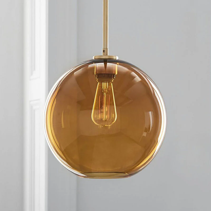 1-lichts eetkamer hangende hanglamp Simplicity-plafondlamp met bolvormige glazen kap Clearhalo
