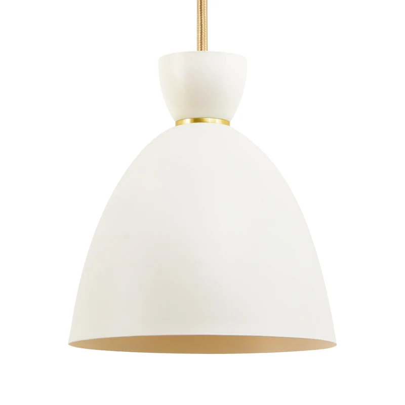 1-lichts eetkamer hanglamp modern wit/roze hangende plafondlamp met koepelvormige metalen kap Clearhalo