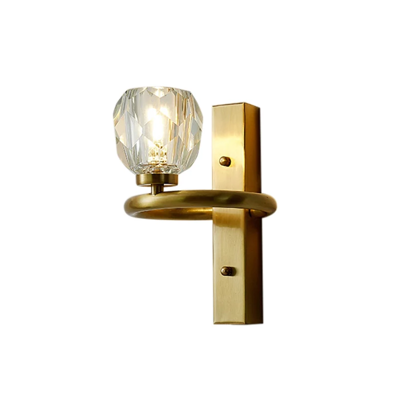 1-lichts eetkamer wandkandelaar verlichting eigentijds messing wandmontage lichtarmatuur met globale kristallen kap Clearhalo