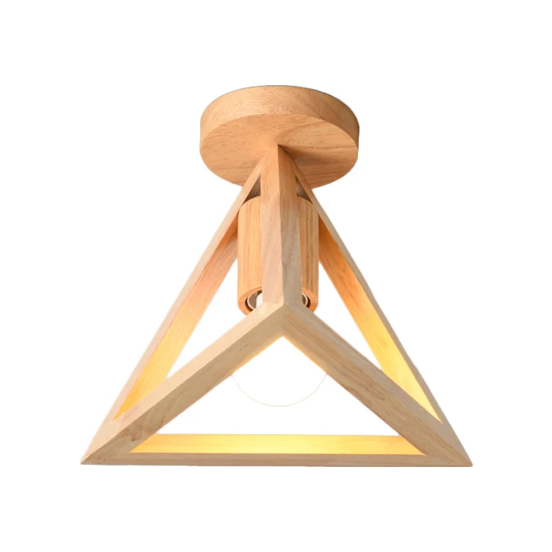 1-lichts foyer semi-gemonteerde verlichting Minimalistisch beige plafondinbouwlamp met piramidevormige houten kooi Clearhalo