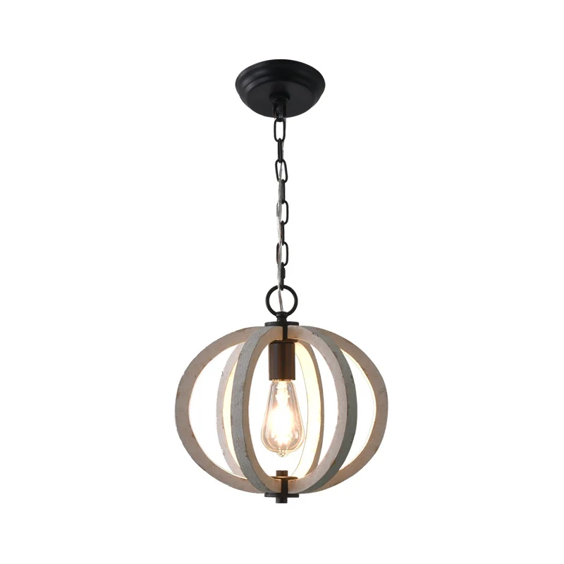 1-lichts gekooide hanglampset Klassiek verouderd wit hout Hangende verlichting voor eetkamer Clearhalo