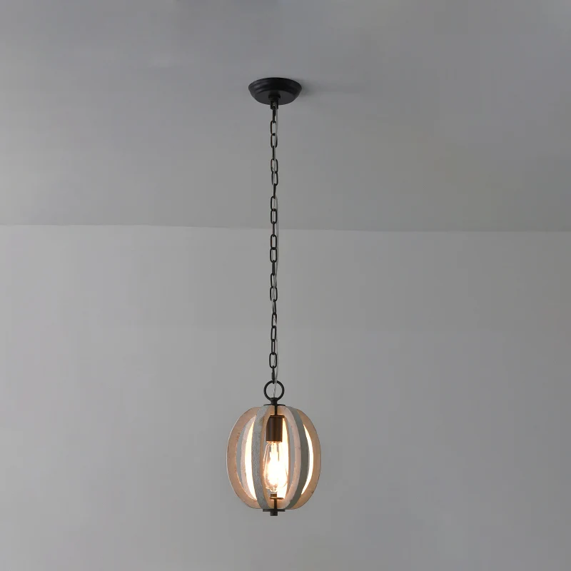 1-lichts gekooide hanglampset Klassiek verouderd wit hout Hangende verlichting voor eetkamer Clearhalo