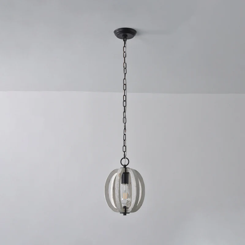 1-lichts gekooide hanglampset Klassiek verouderd wit hout Hangende verlichting voor eetkamer Clearhalo
