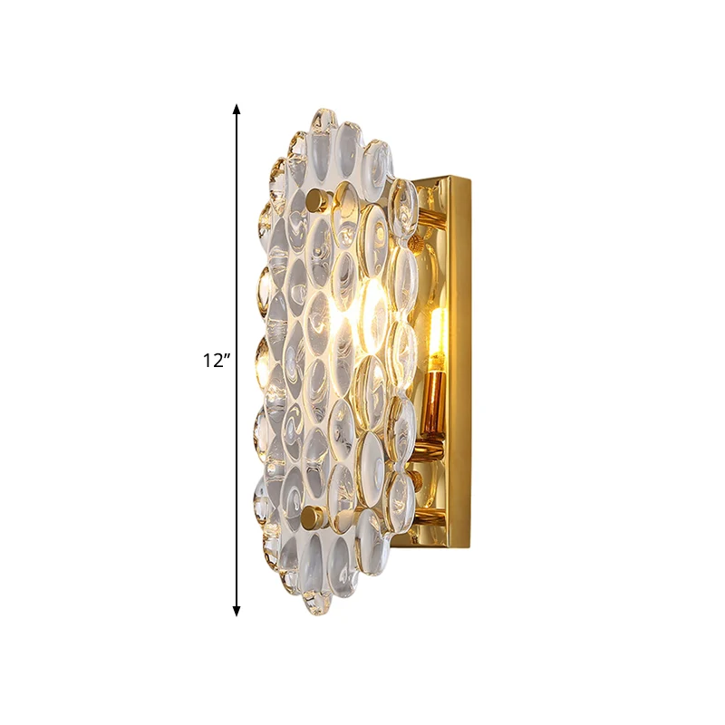 1-lichts hal wandlamp post moderne gouden wandlamp schans met maïsvormige kristallen paneelkap Clearhalo