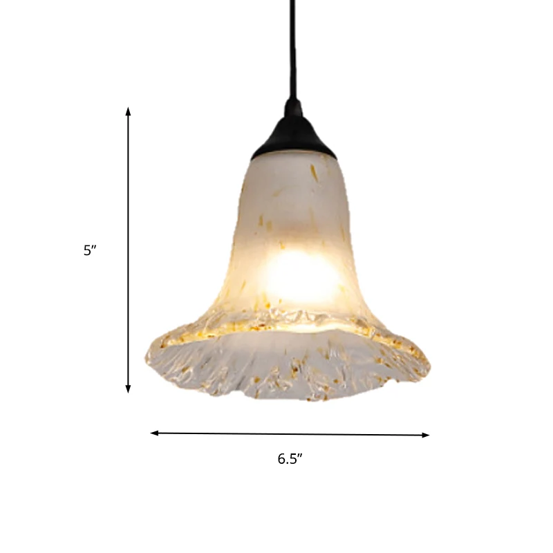 1-lichts hangende plafondlamp met bloemenkap, matglas, klassieke eetkamer hanglamp zwart Clearhalo
