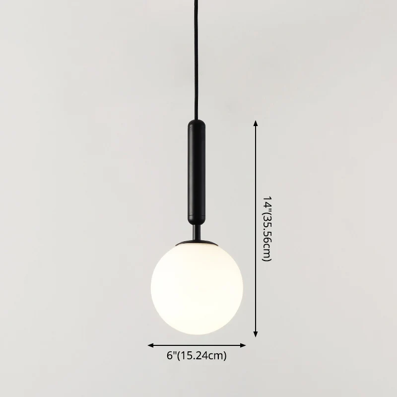 1-lichts hangende verlichtingsarmaturen Hedendaagse bolvormige glazen hanglampen voor lounge Clearhalo