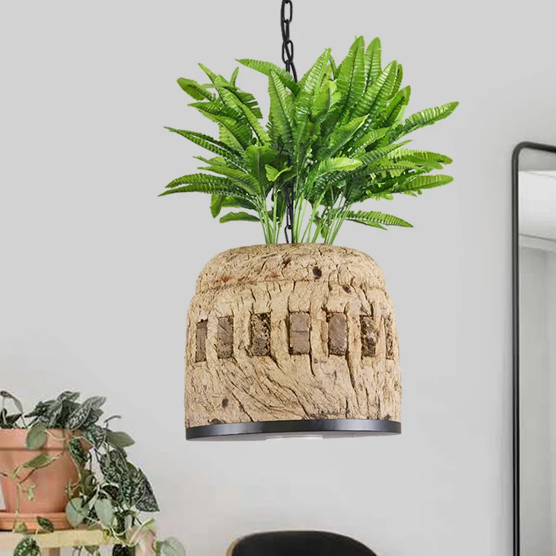 1-lichts hanglamp Fabriek Eetkamer Plant Hanglampset met koepelvormige harskap groen Clearhalo