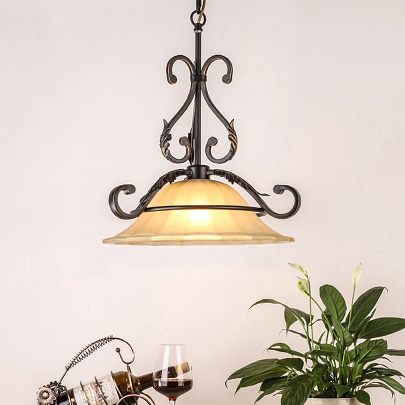 1-lichts hanglamp Klassiek uitlopend wit glas hangend plafondlicht zwart Clearhalo