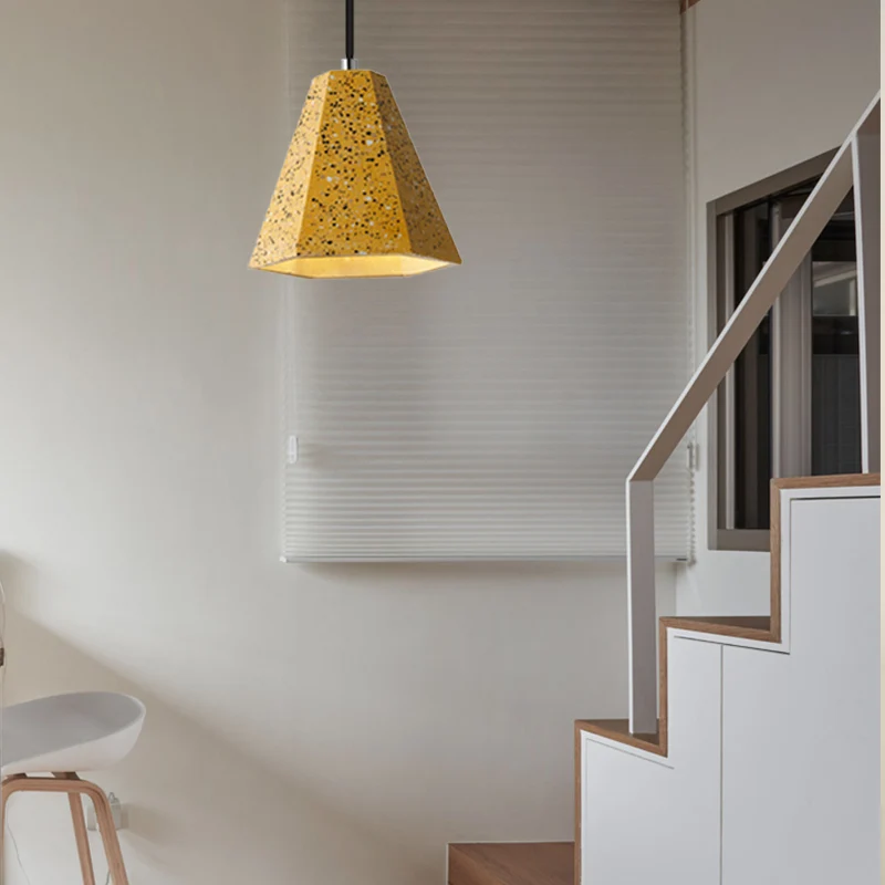 1-lichts hanglamp met geometrische cementkap Eenvoud Zwart/wit/geel hanglamp Clearhalo