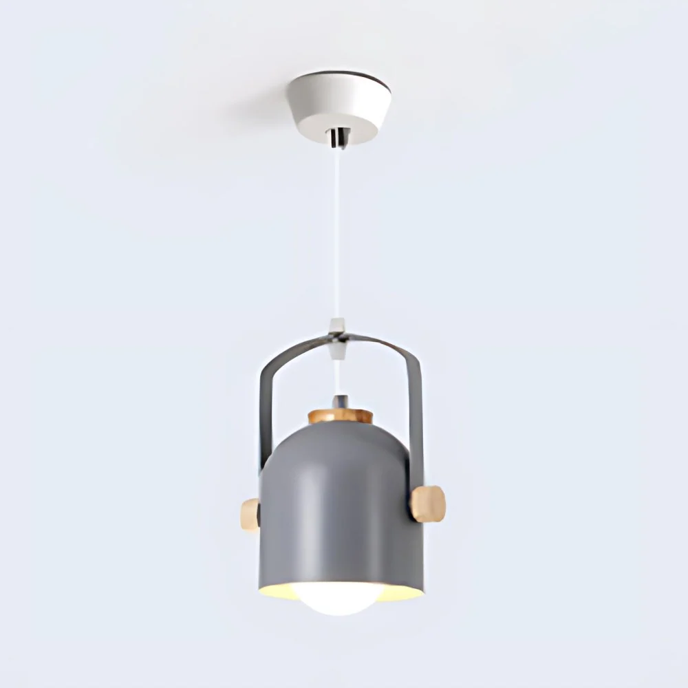 1-lichts hanglamp met handvat Macaron Loft aluminium hanglamp grijs/groen/roze/wit/geel voor restaurant hotel Clearhalo