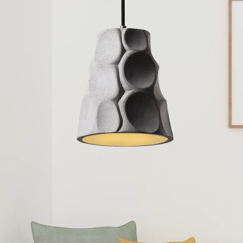 1-lichts hanglamp met kegelvormige betonnen kap grijze hangende plafondlamp Scandinavische stijl Clearhalo