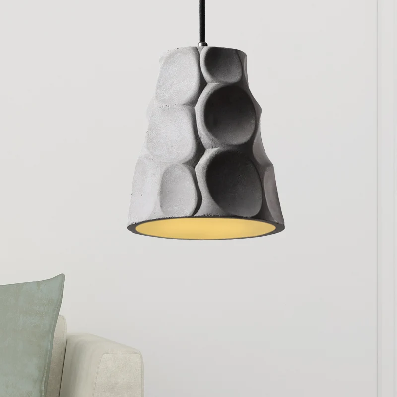 1-lichts hanglamp met kegelvormige betonnen kap grijze hangende plafondlamp Scandinavische stijl Clearhalo