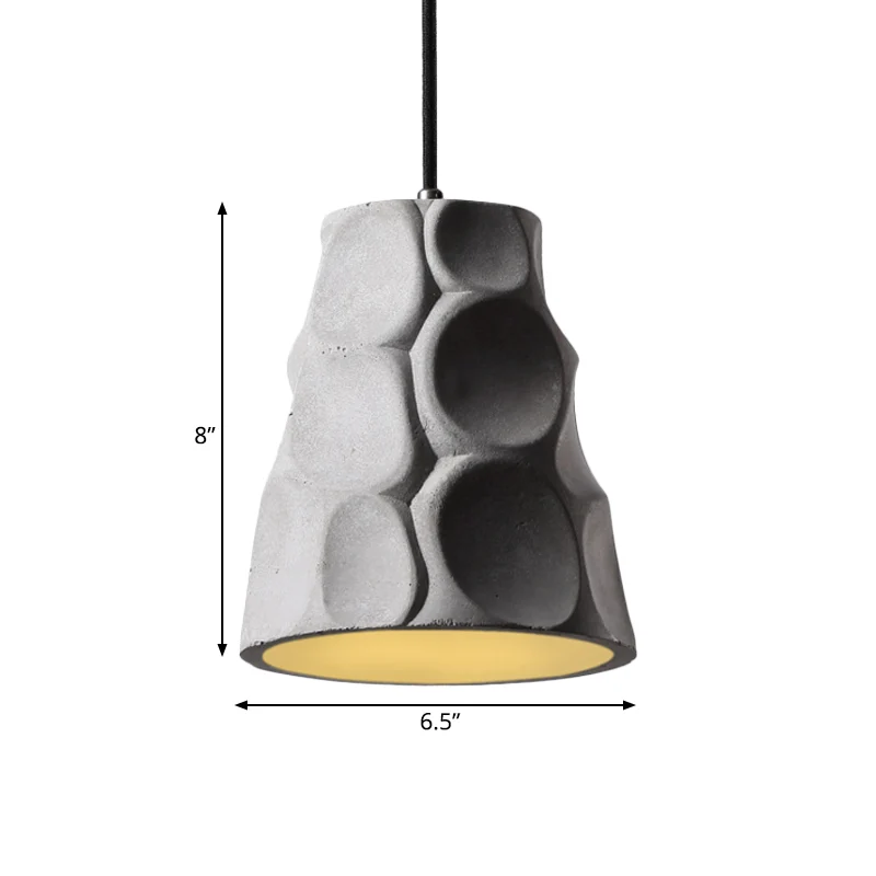 1-lichts hanglamp met kegelvormige betonnen kap grijze hangende plafondlamp Scandinavische stijl Clearhalo