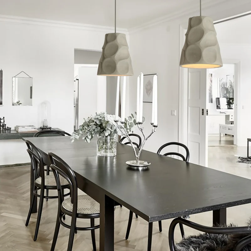 1-lichts hanglamp met kegelvormige betonnen kap grijze hangende plafondlamp Scandinavische stijl Clearhalo