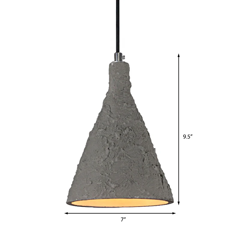 1-lichts hanglamp met trechterkap Cement industriële restaurant hanglamp grijs Clearhalo