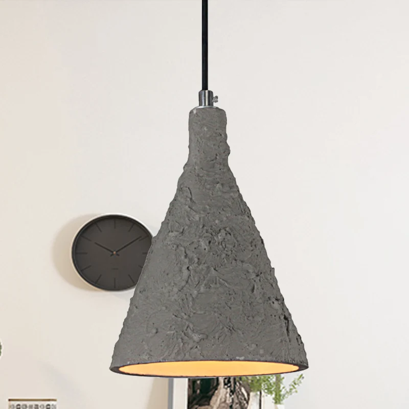 1-lichts hanglamp met trechterkap Cement industriële restaurant hanglamp grijs Clearhalo