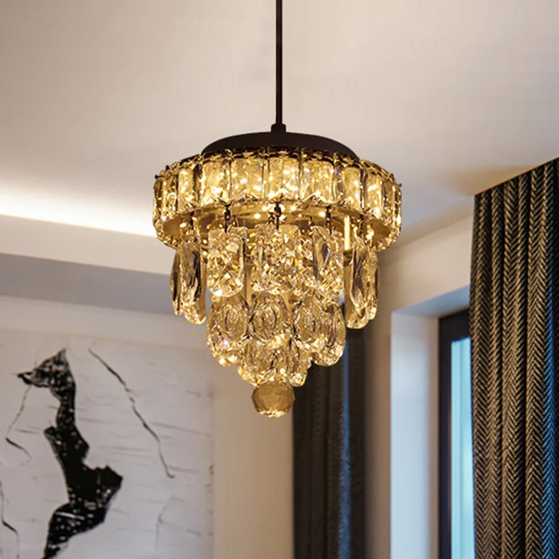 1-lichts hanglamp Moderne 5-laags taps toelopende mini-heldere kristallen hanglamp Clearhalo