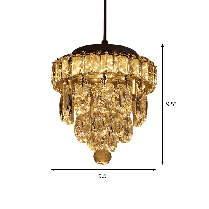 1-lichts hanglamp Moderne 5-laags taps toelopende mini-heldere kristallen hanglamp Clearhalo