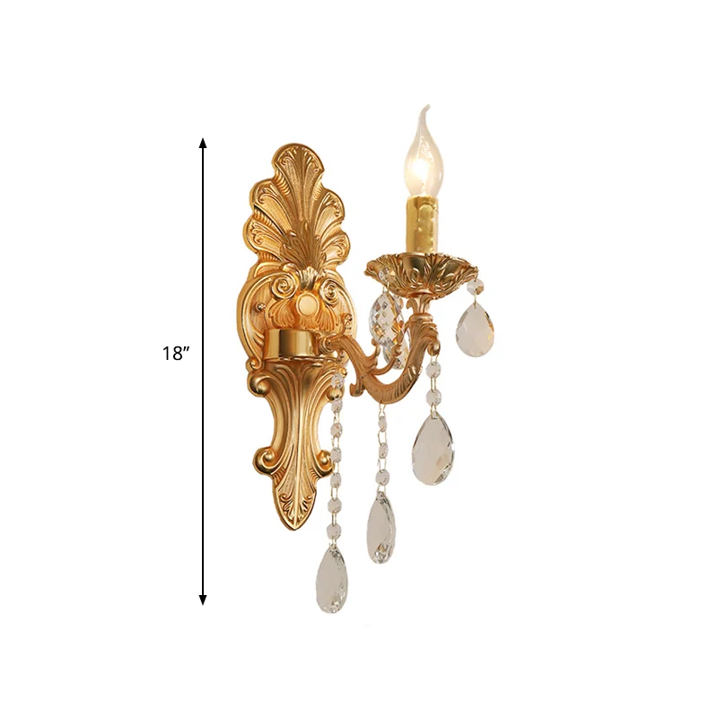 1-lichts kandelaar wandverlichting idee Mid Century goudkleurige metalen wandmontage lamparmatuur Clearhalo