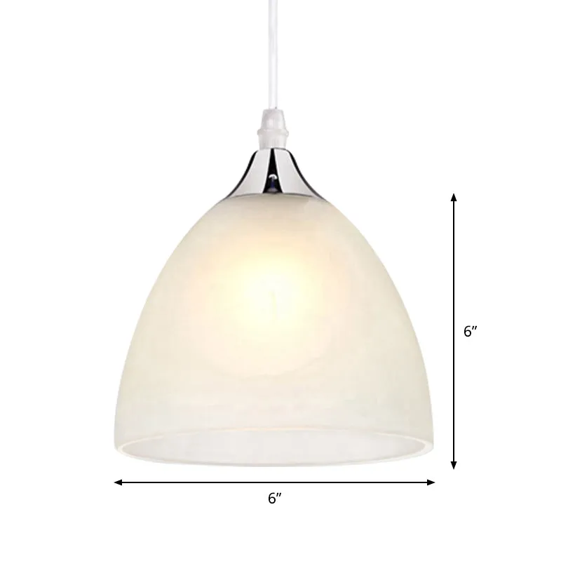 1-lichts keukenhanglamp met witte glazen kap, modernistisch gepolijst nikkel hangende plafondlamp Clearhalo