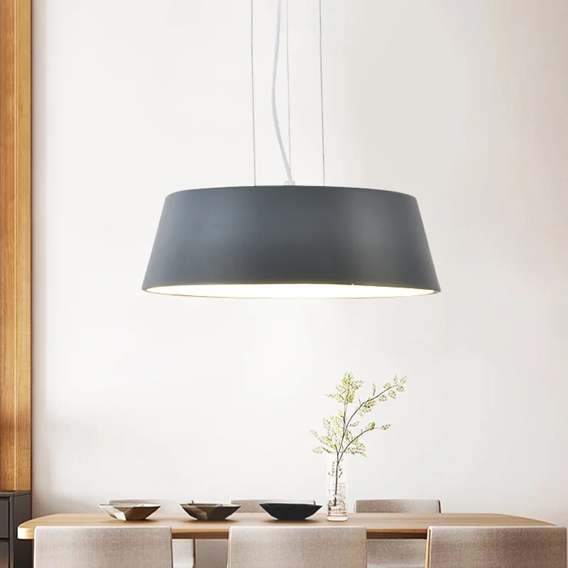 1-lichts keukenhanglamp Minimalistische grijze hanglamp met metalen trommelkap Clearhalo